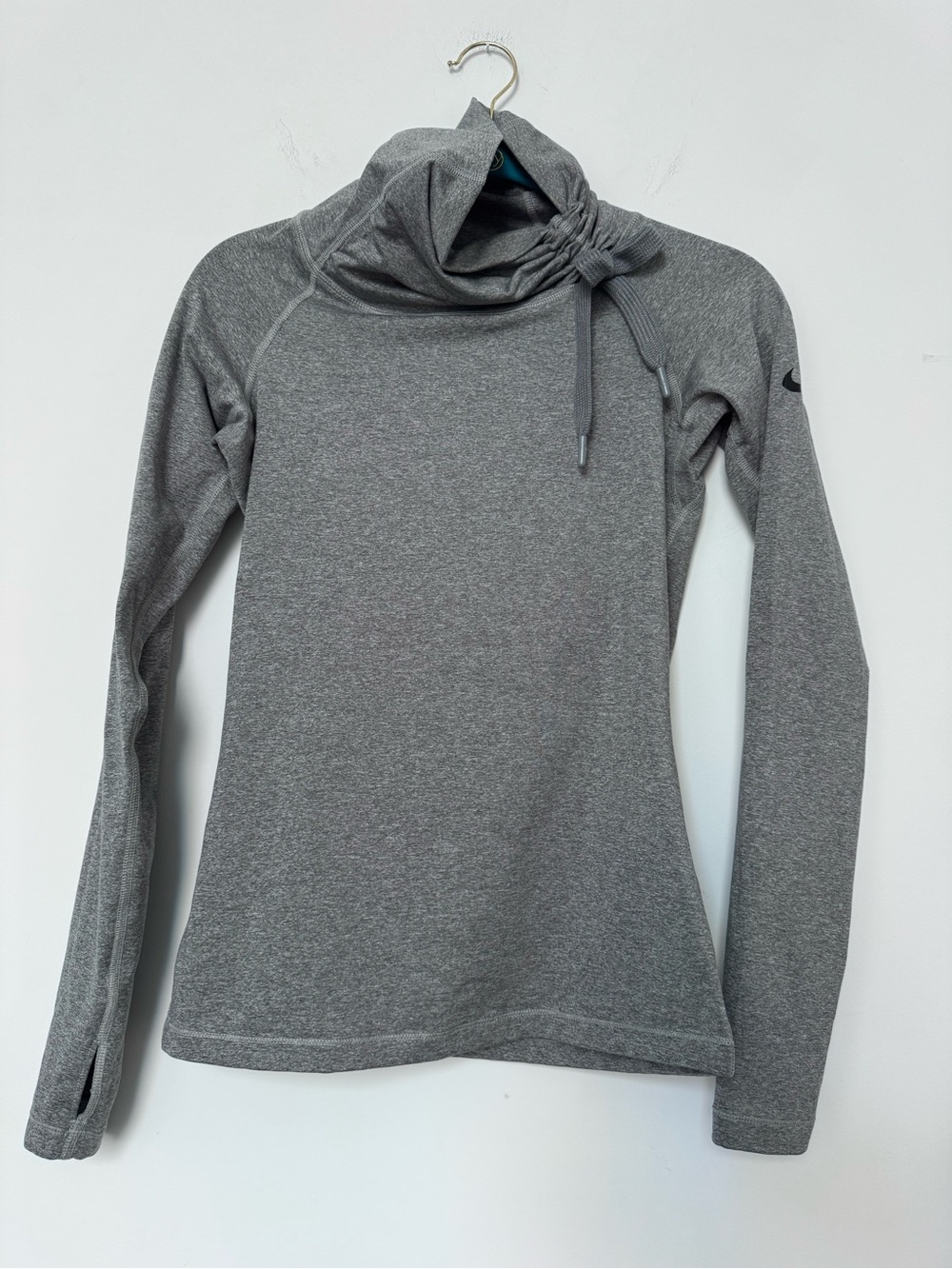 Nike Women's Gray Funnel-Neck Dri-Fit Long Sleeve Top